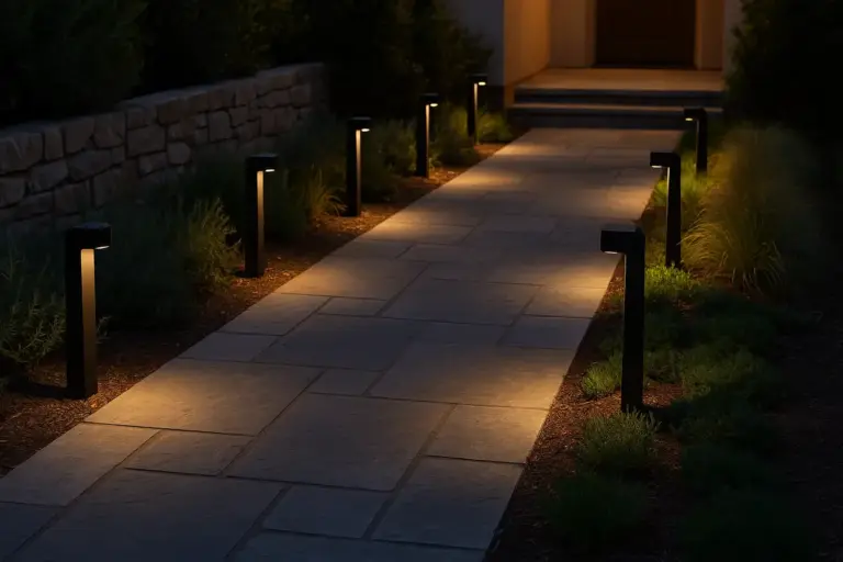 Schema di illuminazione per camminamenti esterni: la soluzione sicura che valorizza anche di sera