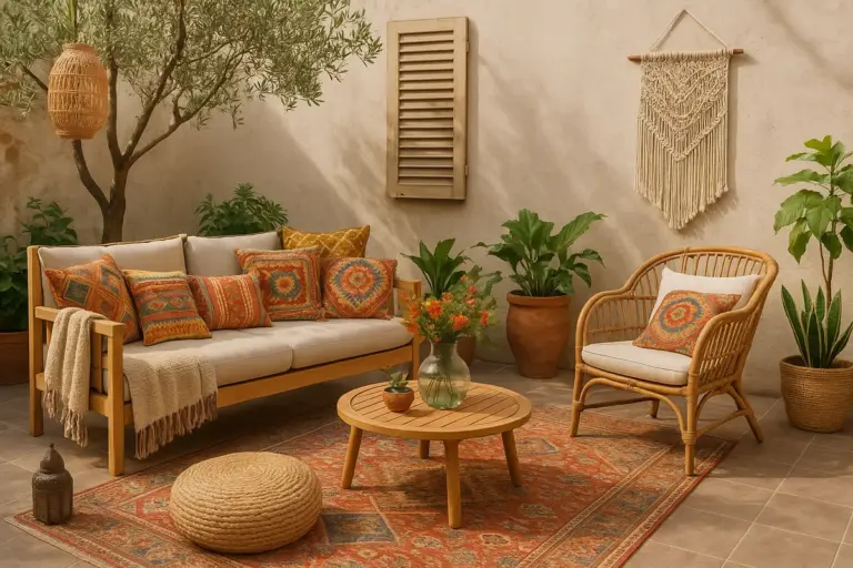 Come arredare un patio in stile boho-chic? Trucchi per un’atmosfera rilassata e colorata