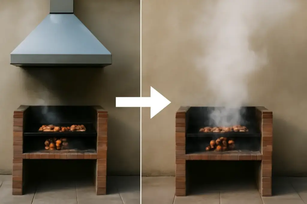 Cappa o nessuna cappa sulla zona barbecue: la scelta che cambia il fumo