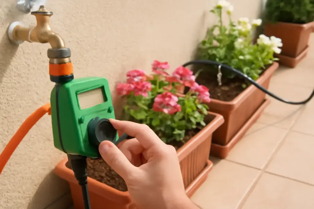 Timer per irrigazione fioriere: come impostarlo senza sprecare un litro