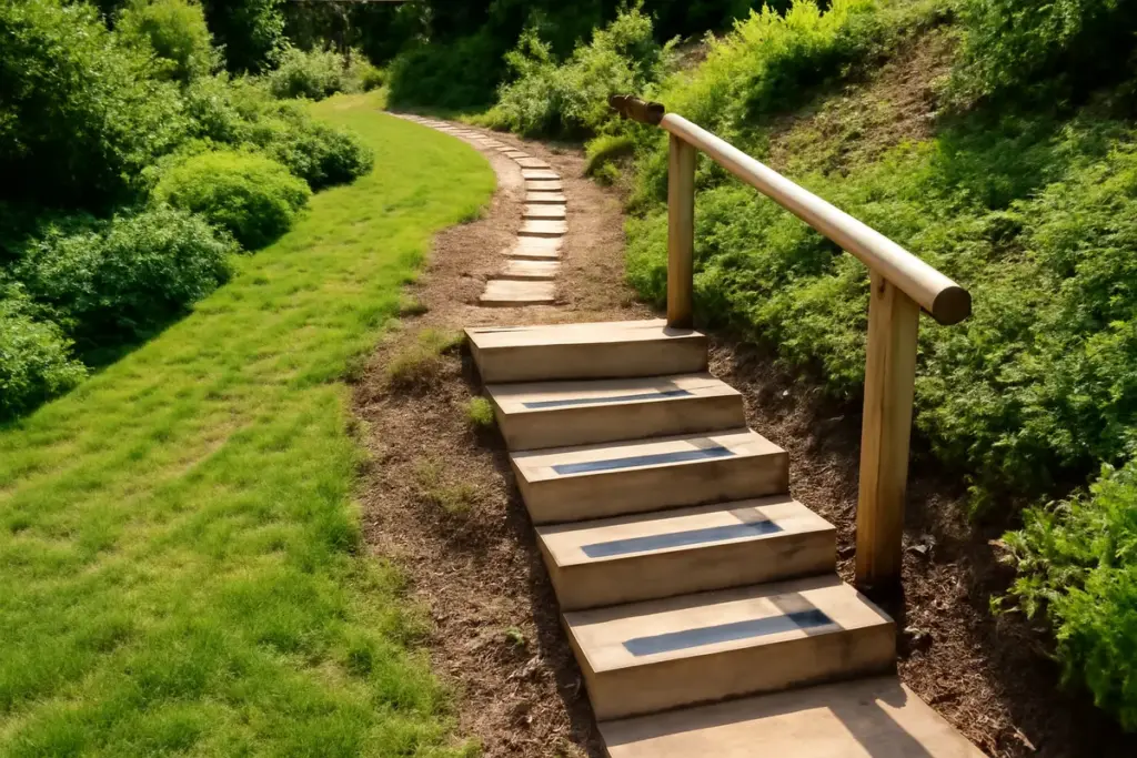 Percorsi in giardino su terreno in pendenza: come gestirli senza rischi