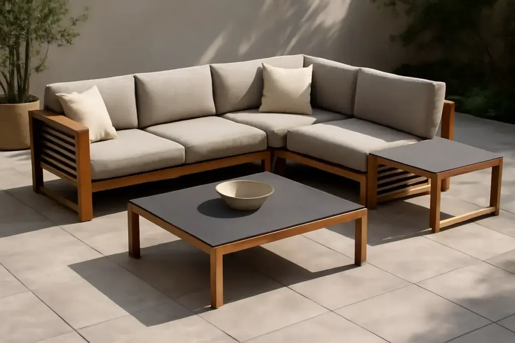Set modulare outdoor su pavimento in gres: la base che in pochi valutano